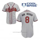 Maglia Baseball Uomo Atlanta Braves 8 Bob Uecker Grigio Cool Base