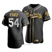 Maglia Baseball Uomo Atlanta Braves Max Fried Golden Edition Autentico Nero Or