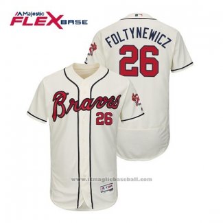 Maglia Baseball Uomo Atlanta Braves Mike Foltynewicz Flex Base Autentico Collezione Alternato 2019 Crema