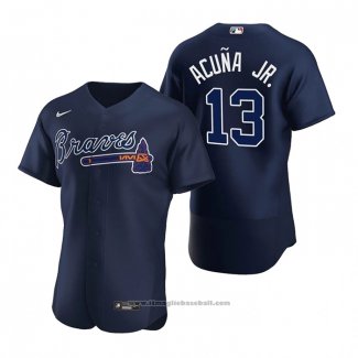 Maglia Baseball Uomo Atlanta Braves Ronald Acuna Jr. Autentico 2020 Alternato Blu