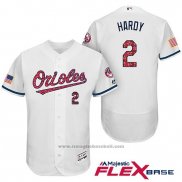 Maglia Baseball Uomo Baltimore Orioles 2017 Stelle E Strisce 2 J.j. Hardy Bianco Flex Base