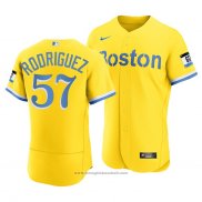 Maglia Baseball Uomo Boston Red Sox Eduardo Rodriguez 2021 City Connect Autentico Or