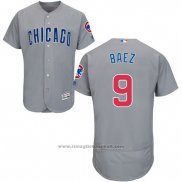 Maglia Baseball Uomo Chicago Cubs 9 Javier Baez Autentico Collection Flex Base Grigio