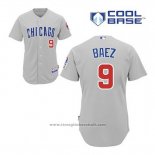 Maglia Baseball Uomo Chicago Cubs 9 Javier Baez Grigio Cool Base