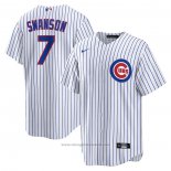 Maglia Baseball Uomo Chicago Cubs Dansby Swanson Home Replica Bianco Blu