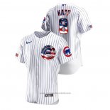 Maglia Baseball Uomo Chicago Cubs Ian Happ 2020 Stars & Stripes 4th of July Bianco