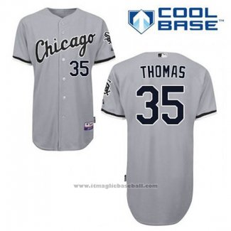 Maglia Baseball Uomo Chicago White Sox 35 Frank Thomas Grigio Cool Base