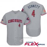 Maglia Baseball Uomo Cincinnati Reds 2017 Stelle E Strisce 4 Scooter Gennett Grigio Flex Base