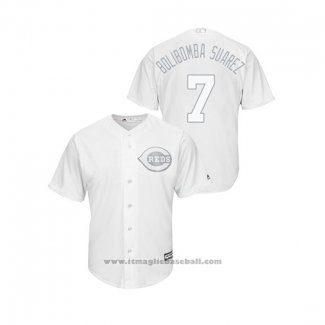 Maglia Baseball Uomo Cincinnati Reds Eugenio Suarez 2019 Players Weekend Bolibomba Suarez Replica Bianco