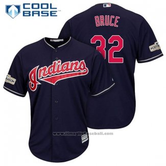 Maglia Baseball Uomo Cleveland Indians 2017 Postseason 32 Jay Bruce Blu Cool Base