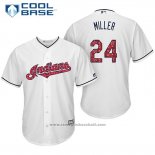 Maglia Baseball Uomo Cleveland Indians 2017 Stelle e Strisce 24 Andrew Miller Bianco Cool Base