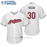 Maglia Baseball Uomo Cleveland Indians 2017 Stelle e Strisce 30 Tyler Naquin Bianco Cool Base