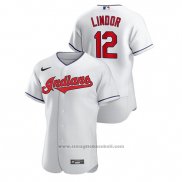 Maglia Baseball Uomo Cleveland Indians Francisco Lindor Autentico Bianco