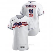 Maglia Baseball Uomo Cleveland Indians Jose Ramirez 2020 Stars & Stripes 4th of July Bianco