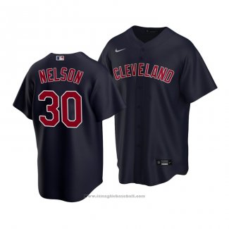 Maglia Baseball Uomo Cleveland Indians Kyle Nelson Replica Blu