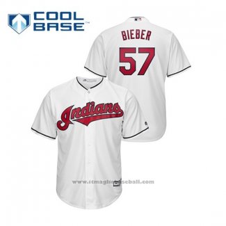 Maglia Baseball Uomo Cleveland Indians Shane Bieber Cool Base Bianco