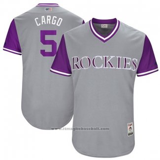 Maglia Baseball Uomo Colorado Rockies 2017 Little League World Series Carlos Gonzalez Grigio