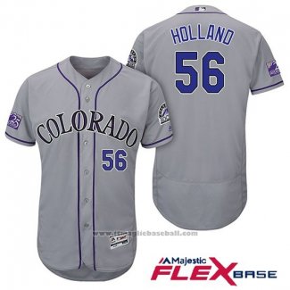 Maglia Baseball Uomo Colorado Rockies Greg Holland 56 Grigio Autentico Collection Flex Base