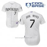 Maglia Baseball Uomo Colorado Rockies Jose Reyes 7 Bianco Home Cool Base