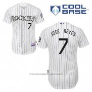 Maglia Baseball Uomo Colorado Rockies Jose Reyes 7 Bianco Home Cool Base