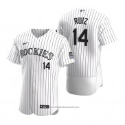 Maglia Baseball Uomo Colorado Rockies Rio Ruiz Autentico Home Bianco Viola