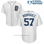 Maglia Baseball Uomo Detroit Tigers 57 Francisco Rodriguez Bianco Cool Base