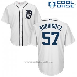 Maglia Baseball Uomo Detroit Tigers 57 Francisco Rodriguez Bianco Cool Base