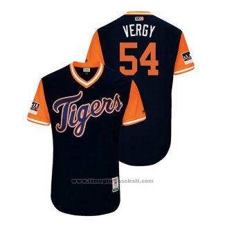 Maglia Baseball Uomo Detroit Tigers Drew Verhagen 2018 LLWS Players Weekend Vergy Blu