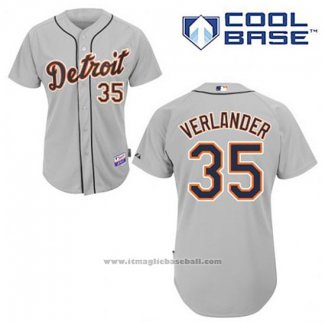 Maglia Baseball Uomo Detroit Tigers Justin Verlander 35 Grigio Cool Base