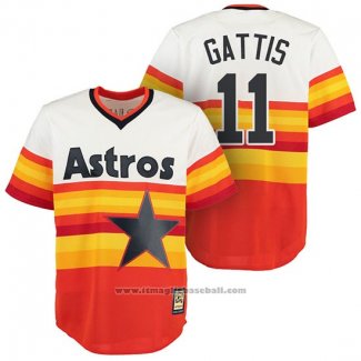 Maglia Baseball Uomo Houston Astros Evan Gattis Arancione Cooperstown Vintage