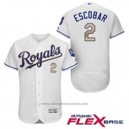 Maglia Baseball Uomo Kansas City Royals 2 Alcides Escobar Bianco 2017 Flex Base