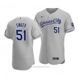 Maglia Baseball Uomo Kansas City Royals Brady Singer Autentico Road Grigio