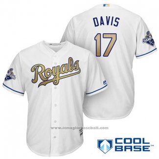 Maglia Baseball Uomo Kansas City Royals Campeones 17 Wade Davis Cool Base Or