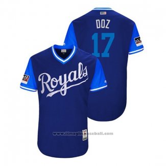 Maglia Baseball Uomo Kansas City Royals Hunter Dozier 2018 LLWS Players Weekend Doz Blu