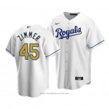 Maglia Baseball Uomo Kansas City Royals Kyle Zimmer Replica Cool Base Primera Bianco