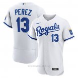 Maglia Baseball Uomo Kansas City Royals Salvador Perez 2022 Primera Autentico Bianco