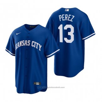 Maglia Baseball Uomo Kansas City Royals Salvador Perez Alternato Replica Blu