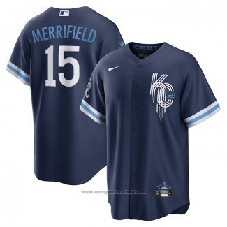 Maglia Baseball Uomo Kansas City Royals Whit Merrifield 2022 City Connect Replica Blu