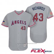 Maglia Baseball Uomo Los Angeles Angels 2017 Stelle e Strisce Garrett Richards Grigio Flex Base