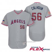 Maglia Baseball Uomo Los Angeles Angels 2017 Stelle e Strisce Kole Calhoun Grigio Flex Base