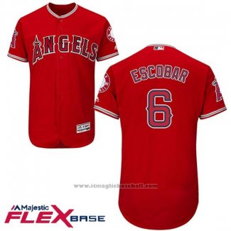 Maglia Baseball Uomo Los Angeles Angels 6 Yunel Escobar Scarlet Flex Base