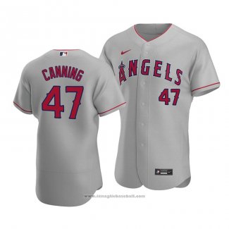 Maglia Baseball Uomo Los Angeles Angels Griffin Canning Autentico Road Grigio