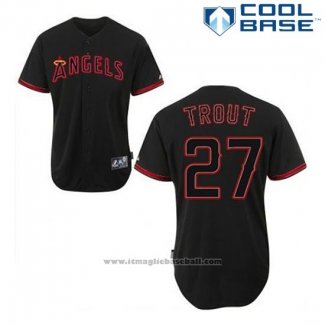 Maglia Baseball Uomo Los Angeles Angels Mike Trout 27 Nero Fashion Cool Base