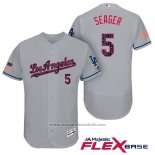 Maglia Baseball Uomo Los Angeles Dodgers 2017 Stelle e Strisce Corey Seager Grigio Flex Base
