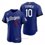 Maglia Baseball Uomo Los Angeles Dodgers Justin Turner 2021 City Connect Autentico Blu