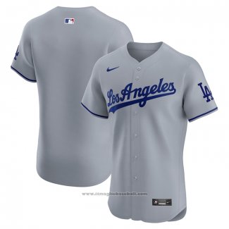 Maglia Baseball Uomo Los Angeles Dodgers Road Vapor Premier Elite Patch Grigio