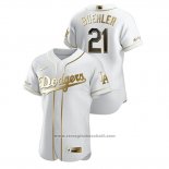 Maglia Baseball Uomo Los Angeles Dodgers Walker Buehler Golden Edition Autentico Bianco