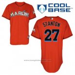 Maglia Baseball Uomo Miami Marlins Giancarlo Stanton 27 Arancione Alternato Cool Base