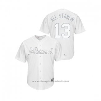 Maglia Baseball Uomo Miami Marlins Starlin Castro 2019 Players Weekend Replica Bianco