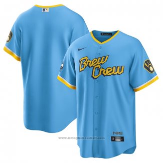 Maglia Baseball Uomo Milwaukee Brewers 2022 City Connect Replica Blu